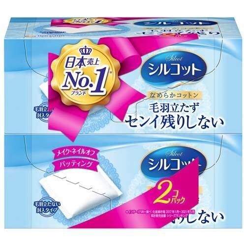 Unicharm Silky Touch Facial Cotton Pads - 2 Packs, 82 Sheets per Pack