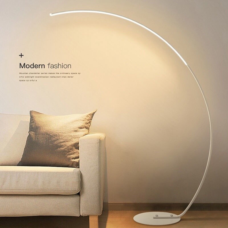 【现货】简约线条Led落地灯现代简约装饰灯北欧家用灯具 / Modern Arc Led Standing Floor Lamp, color: 白