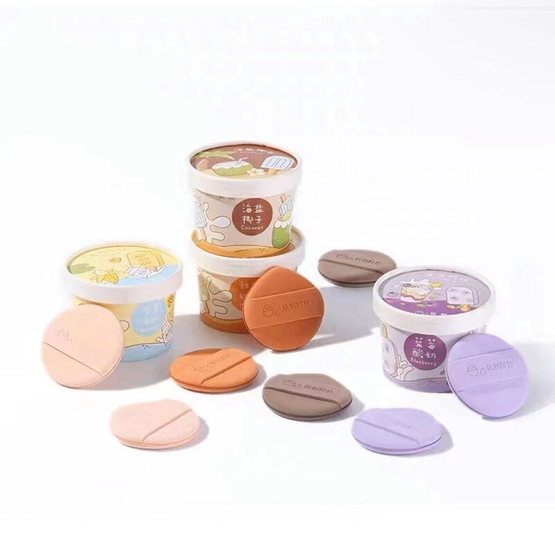 YaoZhi Ice Cream Makeup Sponge Puff Set - 4 Styles, Dry &amp; Wet Use