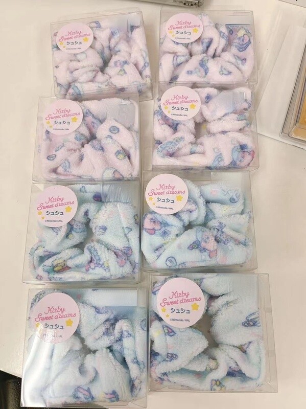Kirby Blue Towel Cotton Scrunchie Hair Tie
