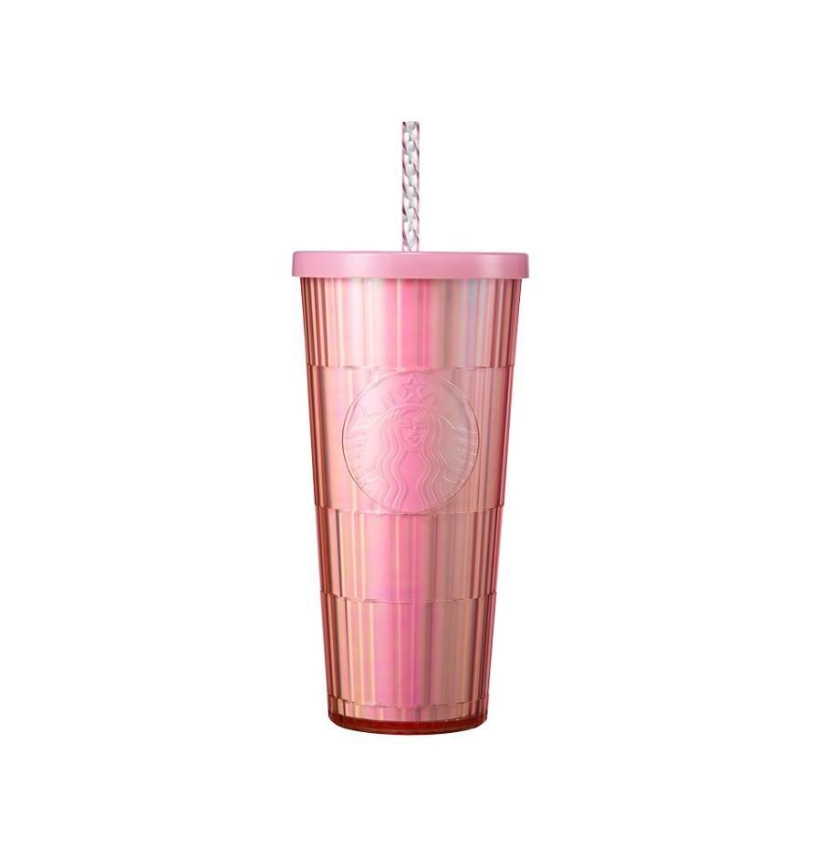 Starbucks星巴克韩国 23 年春夏网球系列人鱼姬偏光粉色吸管杯 / 2023 Summer Tennis Collection: Mermaid Pink Straw Tumbler From Korea 591ml