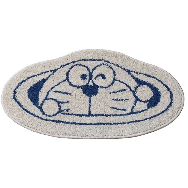 Doraemon Beige Faux Cashmere Oval Mat