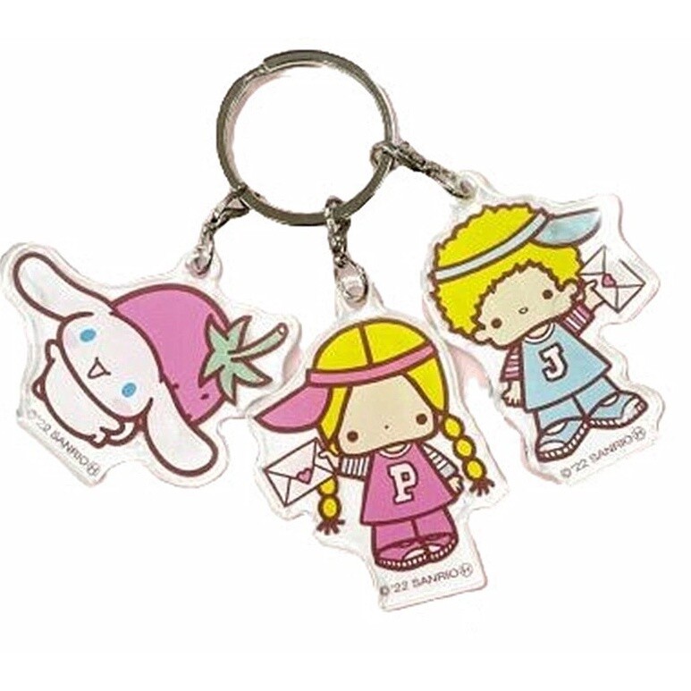 Sanrio Cinnamoroll &amp; Pajama Kids Triple Acrylic Keychain