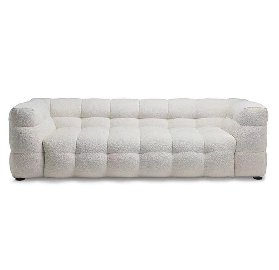 Marshmallow Sofa, 4 Styles - Off-White Two-Seat Sofa, 2.1m / 2.4m, Custom Texture Available, color: Off-White 2.1m Sherpa 米白色2.1米羊羔绒
