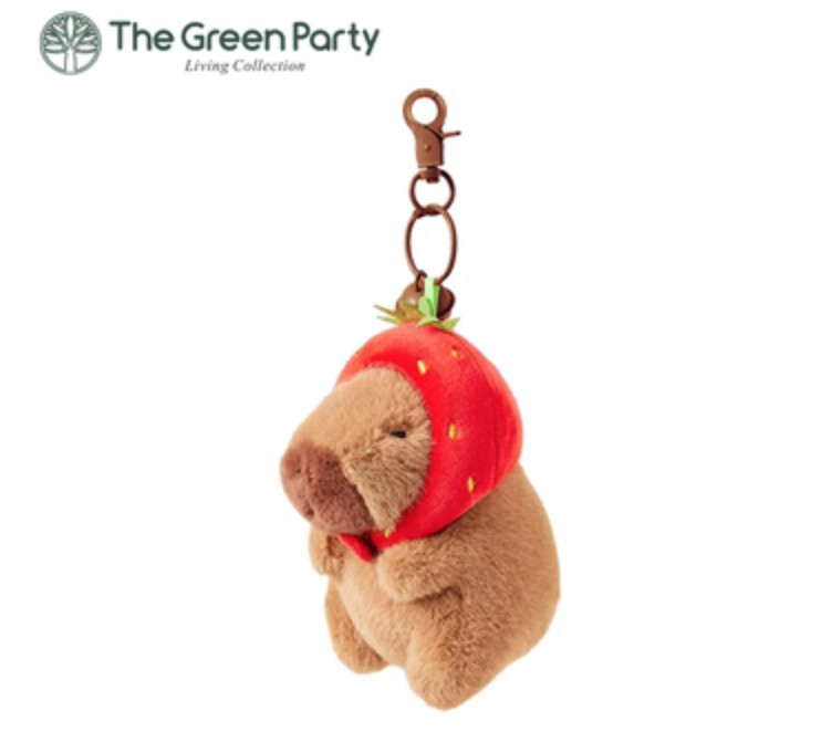 CAPYBARA卡皮巴拉 憨憨水豚挂件 草莓款 / Strawberry Keychain By GREEN PARTY
