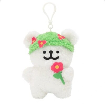 正版线条小狗系列挂件 绿色草帽花朵小狗 / Maltese Green Flower Hat Keychain By GREEN PARTY