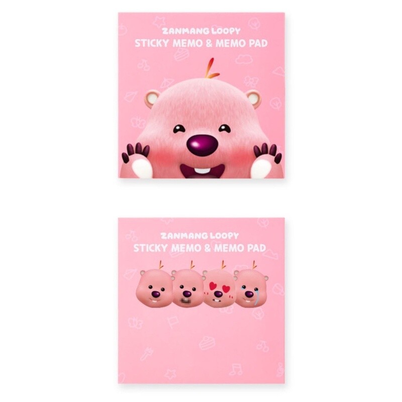 LOOPY韩国正版便利贴组合 粉色两折页 / Loopy Pink Two-Fold Design Memo Pad Set By ICONIX