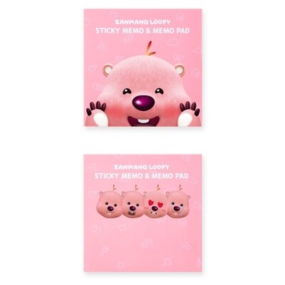 LOOPY韩国正版便利贴组合 粉色两折页 / Loopy Pink Two-Fold Design Memo Pad Set By ICONIX