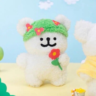正版线条小狗系列挂件 绿色草帽花朵小狗 / Maltese Green Flower Hat Keychain By GREEN PARTY