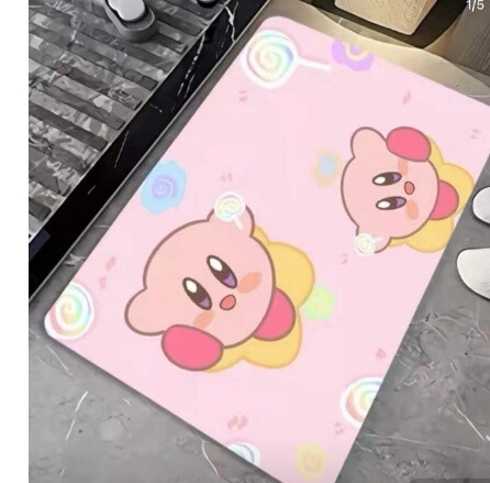 星之卡比吸水地垫地毯卧室浴室卡通硅藻泥软垫 棒棒糖卡比/ Kirby Lollipop Bath Mat