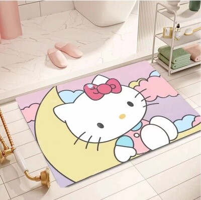 卡通浴室防滑可爱吸水硅藻泥地垫  月亮Hello Kitty小号
