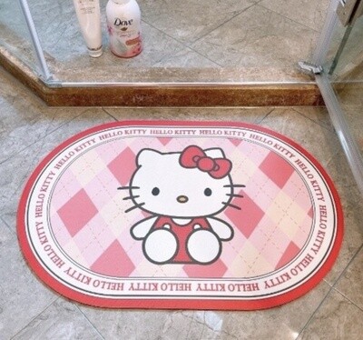 卡通浴室防滑可爱吸水地垫 方块Hello Kitty小号