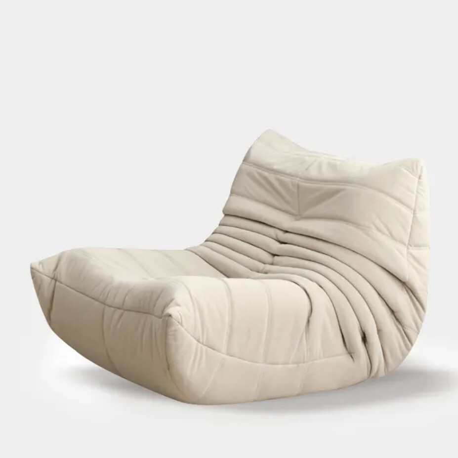 【在途现货】毛毛虫单人沙发 多种材质选择 / 【Pre-Order】Caterpillar Floor Sofa （Multiple Material Options Available）, color: 【预订】米白色麂皮绒/【Pre-Order】White Suede