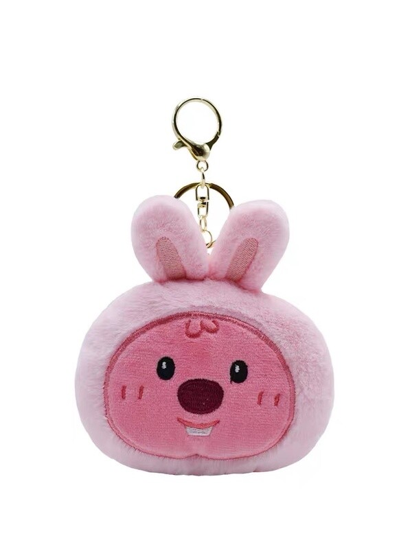 Loopy Pink Bunny Plush Keychain