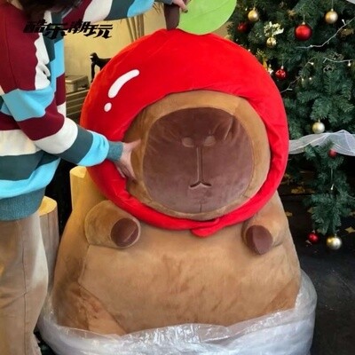 CAPYBARA卡皮巴拉 憨憨水豚公仔 苹果帽特大号68cm