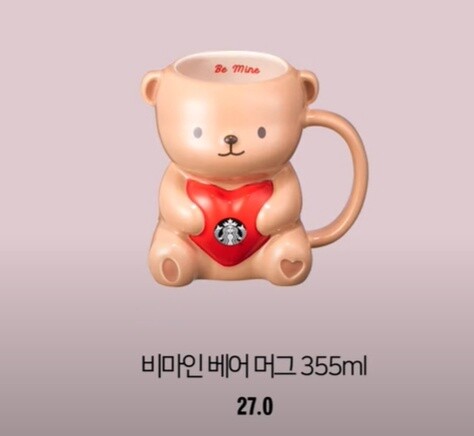 Starbucks星巴克韩国情人节限定 小熊造型马克杯355ml