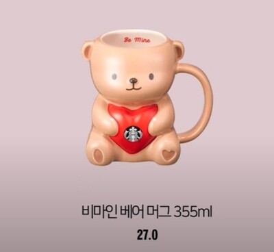 Starbucks星巴克韩国情人节限定 小熊造型马克杯355ml