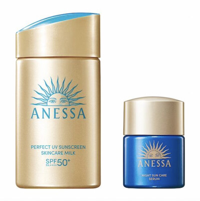 【新品上架】Anessa安耐晒金瓶防晒乳60ml+日用防晒乳液12ml套装