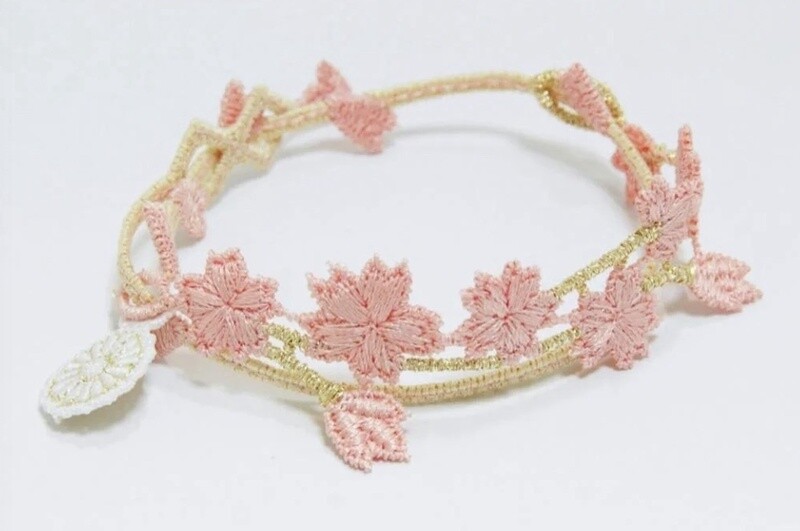 Golden Cherry Blossoms Asagaya Shinmeigu Shrine Braided Charm Bracelet