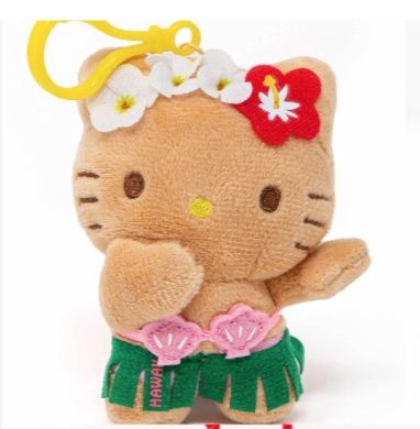 Sanrio三丽鸥夏威夷黑皮系列挂件 Hello Kitty草裙粉