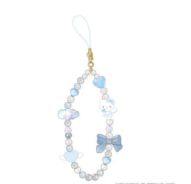 【新品上架】Sanrio三丽鸥90sHello Kitty天使系列 蝴蝶结手机链, colour: 蓝色