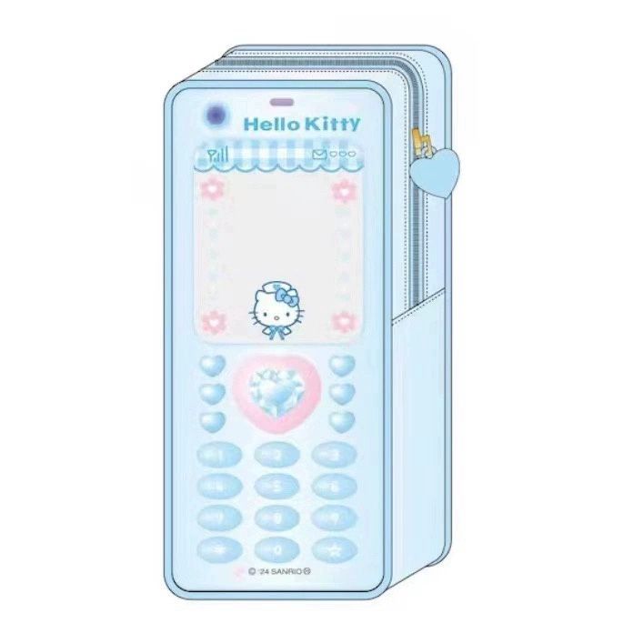 【新品上架】Sanrio三丽鸥90sHello Kitty天使系列 怀旧翻盖手机小包, colour: 蓝色