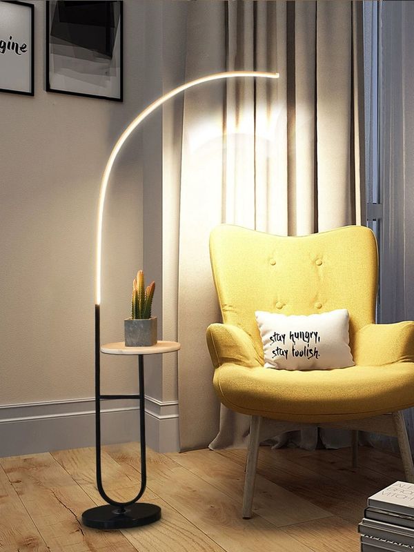 Nordic Style Arc Floor Lamp with Side Table