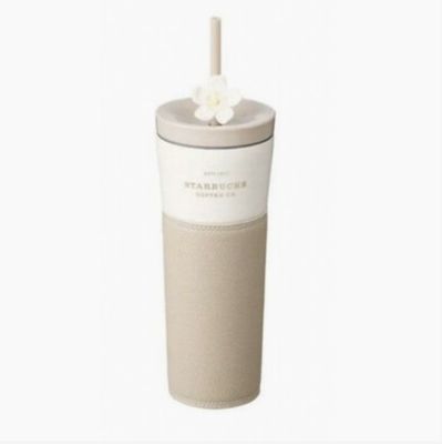 Starbucks韩国星巴克梨花女大不锈钢吸管杯 皮套 / Korea Ewha Womans University Collection Stainless Steel Straw Tumbler with Leather Sleeve By STARBUCKS