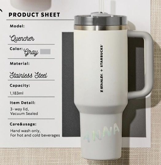 【新品上架】Starbucks星巴克 X Stanley夏季系列 灰色大容量吸管杯1.18L