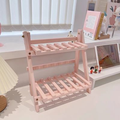 【新品上架】粉色木质桌上双层收纳架