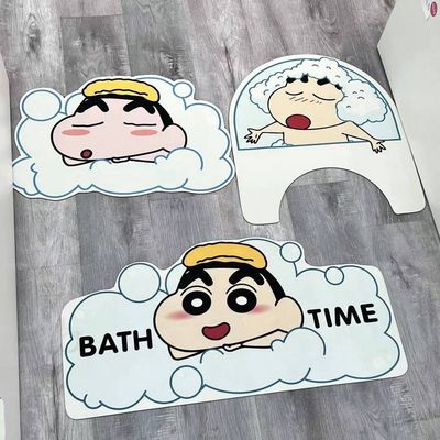 卡通浴室卫生间吸水地垫 洗澡小新卫浴三件套B