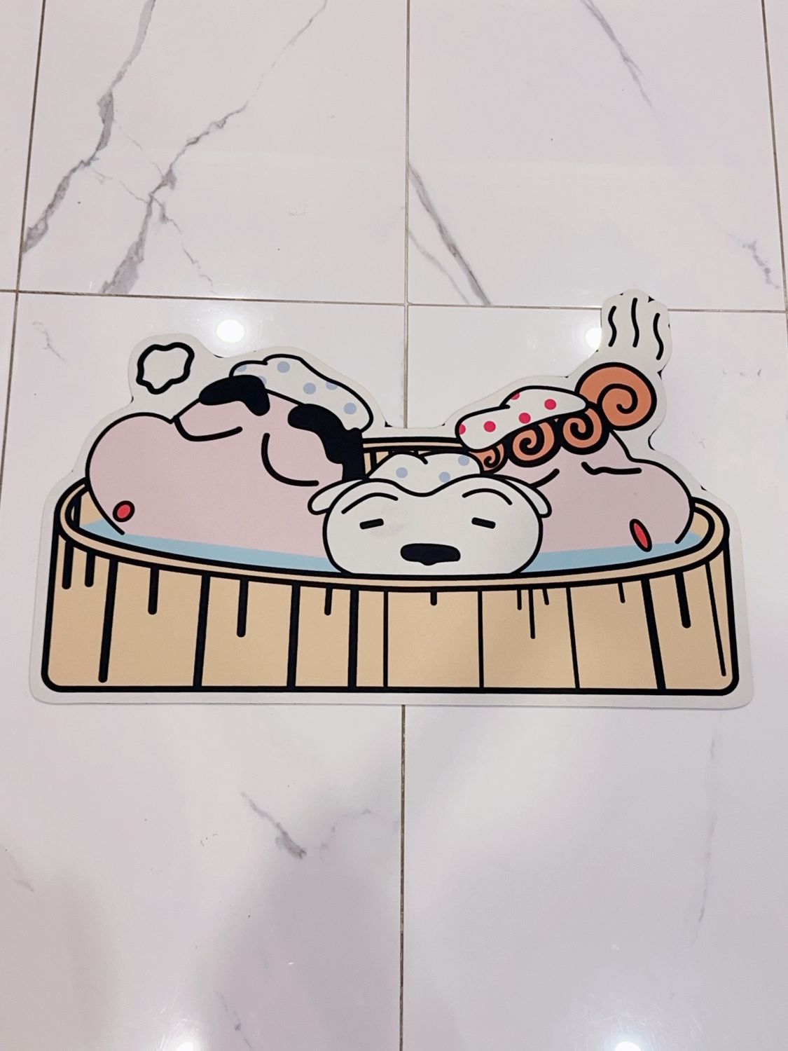 卡通浴室卫生间吸水地垫 小新小葵小白洗澡澡45*70cm