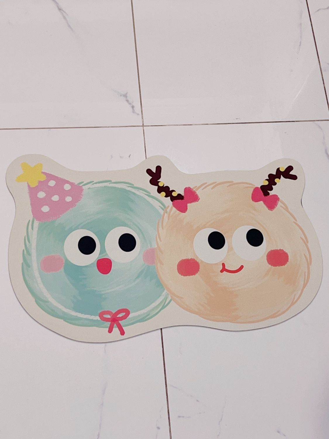 卡通浴室卫生间吸水地垫 蓝黄毛球40*60cm