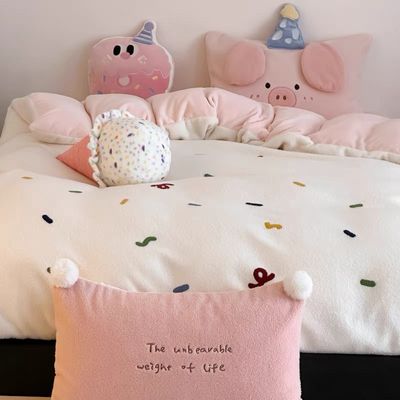 【新品上架】立耳粉猪猪四件套 （适用于200*230cm被芯）