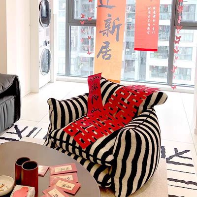 【现货】斑马条纹单人沙发