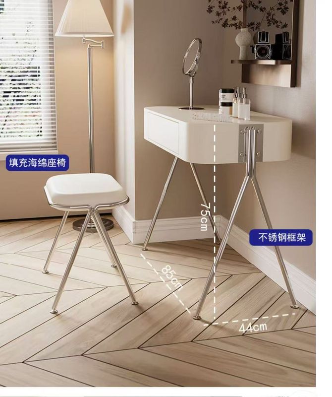 【预定】不锈钢卧室化妆桌椅套装 / Stainless Steel Makeup Desk With Stool