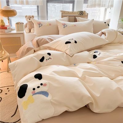 【新品上架】全棉米咖色俏皮狗狗四件套（适用于200*230被套）
