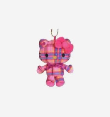 【新品上架】Sanrio三丽鸥50周年HelloKitty复古格纹系列挂件 玫红色