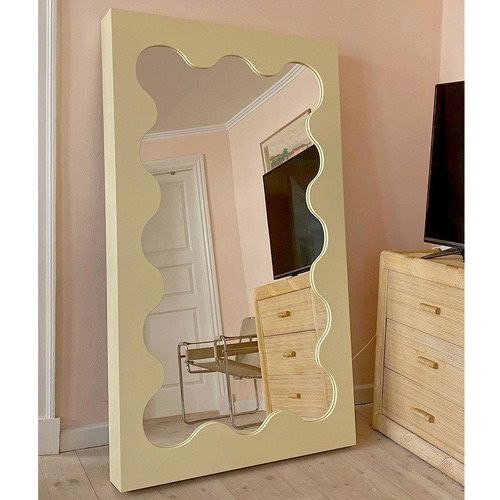 【预订】铁质波浪镜110*180cm / 【Pre-Order】Wavy Iron Framed Wall Mirror 110x180cm, color: 黄色/Yellow