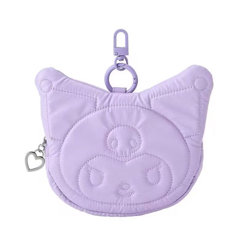 Sanrio Kuromi Face-Shaped Pass Case – Fluffy Puffy Winter Series Card Holder