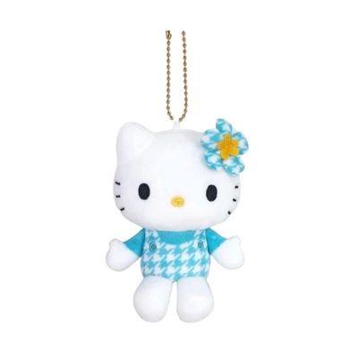 【新品上架】Sanrio三丽鸥50周年HelloKitty池袋展会格子背心系列挂件 蓝色