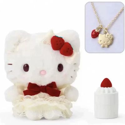 【在途现货】Sanrio三丽鸥草莓蛋糕系列公仔项链套装 HelloKitty