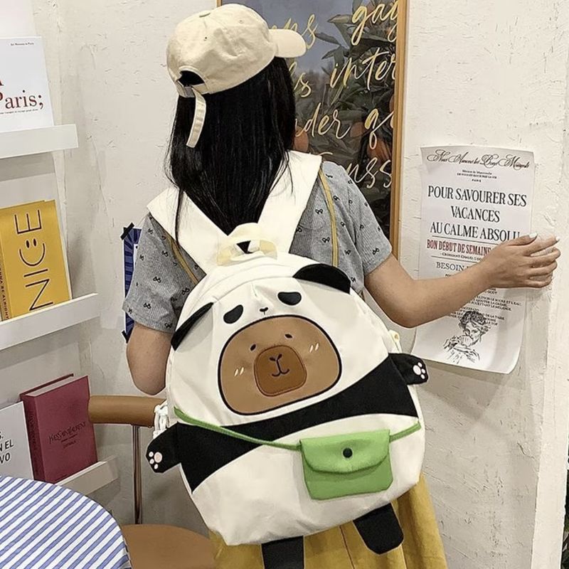 Capybara Panda Backpack - Cute Capybara Plush Backpack by Green Party
