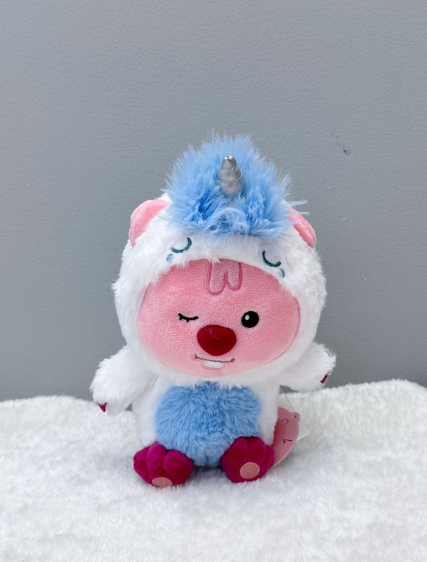 Loopy Blue &amp; White Unicorn Plush Toy – Cute Stuffed Animal Doll