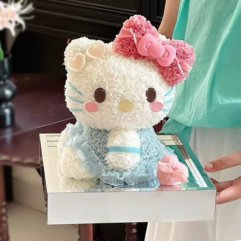 【人气现货】告白礼物Kitty系列永生花摆件 蓝裙子