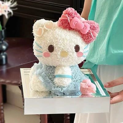 【人气现货】告白礼物Kitty系列永生花摆件 蓝裙子