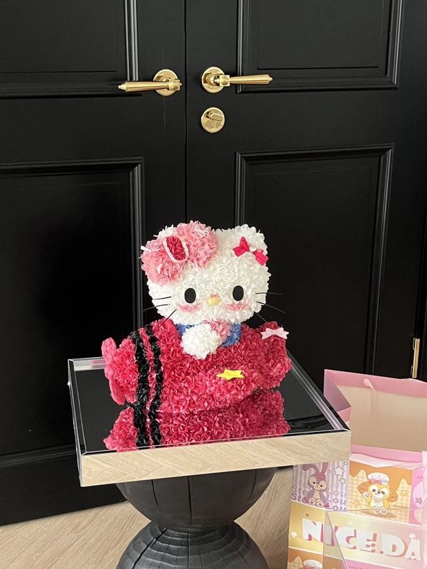 Hello Kitty Airplane Preserved Flower Gift - Eternal Flower Ornament