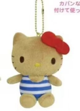 【不保单6月预订】Sanrio三丽鸥夏威夷限定黑皮系列挂件 HelloKitty条纹