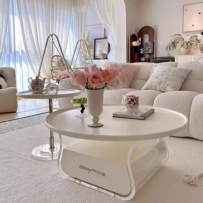 【新品上架】奶油风悬浮白色茶几90cm / Cream White Floating Coffee Table