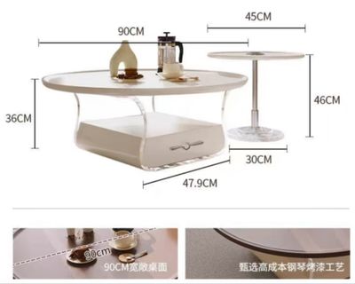 【预定】奶油风悬浮白色茶几 多尺寸 / Cream White Floating Coffee Table Multiple Size